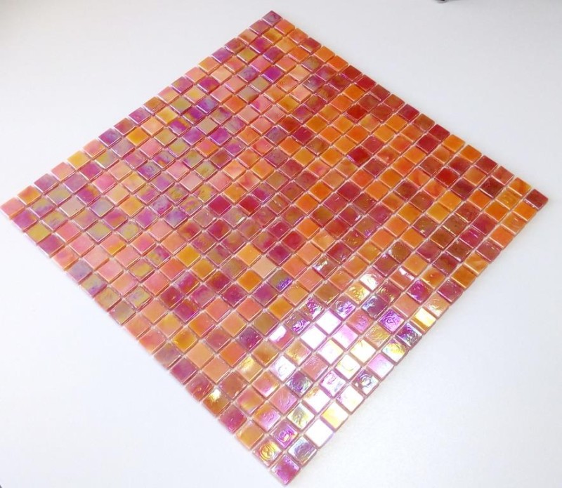 Mosaico di vetro tessere di mosaico arancio rosso iridescente parete piastrelle backsplash MOS58-0902