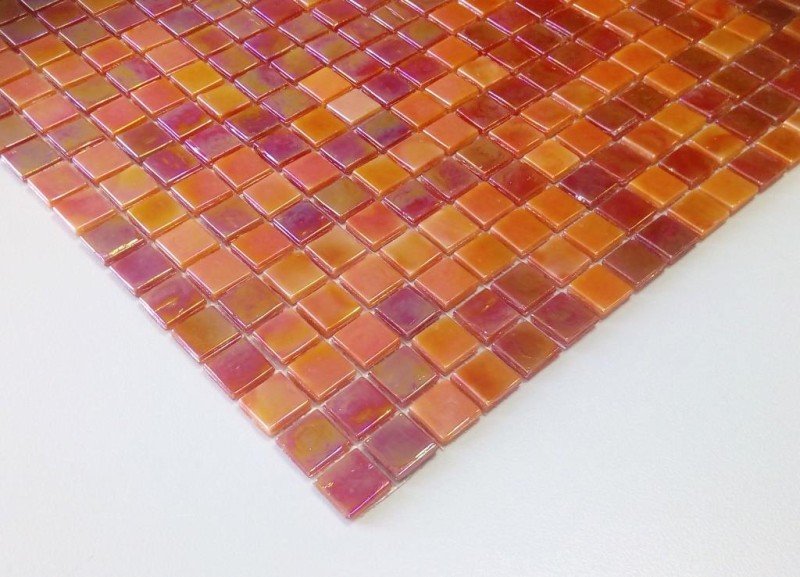 Mosaico di vetro tessere di mosaico arancio rosso iridescente parete piastrelle backsplash MOS58-0902