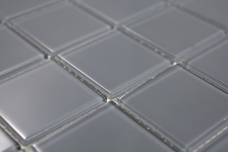 Piastrella di mosaico Mosaico di vetro traslucido Cristallo grigio BAGNO WC Cucina MURO MOS69-0202_f | 10 tappetini di mosaico