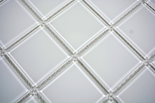 Mosaico dipinto a mano Mosaico in vetro traslucido Cristallo super bianco BAGNO WC Cucina MURO MOS69-0101_m