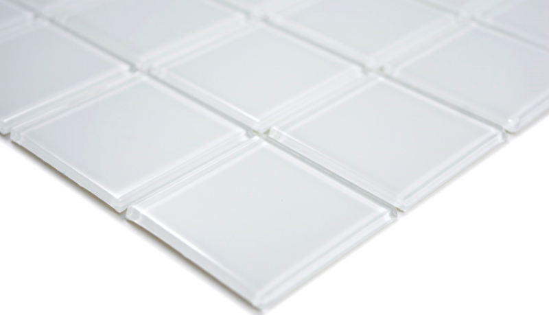 Mosaico dipinto a mano Mosaico in vetro traslucido Cristallo super bianco BAGNO WC Cucina MURO MOS69-0101_m