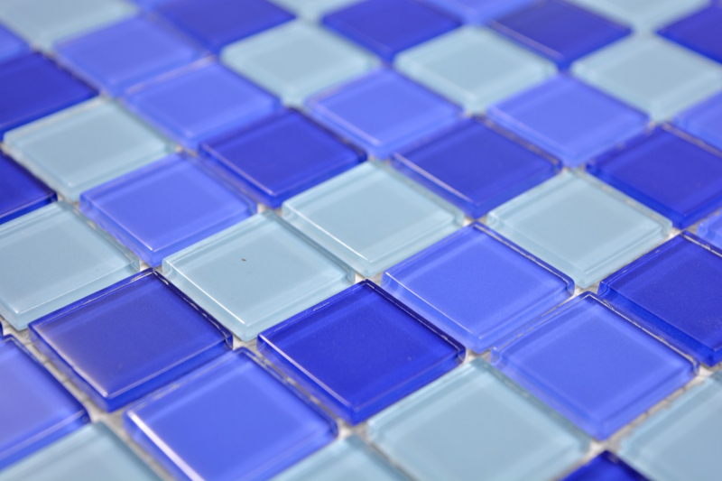 Piastrella di mosaico dipinta a mano Mosaico di vetro traslucido Cristallo blu BAGNO WC Cucina PARETE MOS63-0405_m