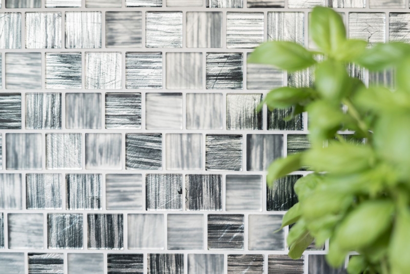 Mosaico di vetro Mosaico di vetro smerigliato struttura nero chiaro opaco smerigliato MOS68-CF41