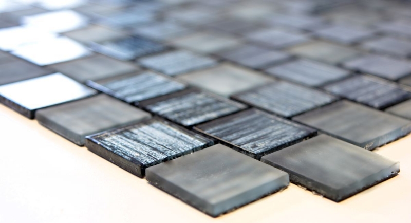 Mosaico di vetro Mosaico di vetro smerigliato struttura nero chiaro opaco smerigliato MOS68-CF41