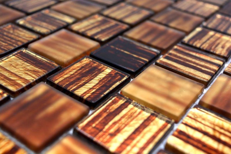 Mosaico di vetro Tessere di mosaico in vetro smerigliato oro giallo marrone chiaro opaco smerigliato MOS68-CF45