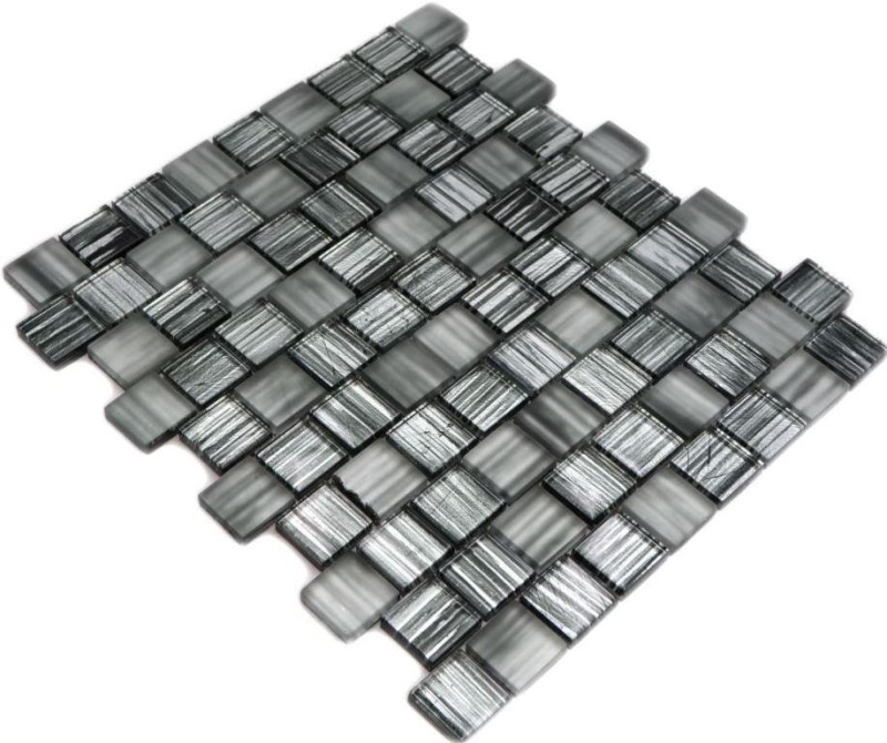 Piastrella di mosaico Mosaico di vetro Cristallo smerigliato nero chiaro opaco smerigliato MOS78-CF81