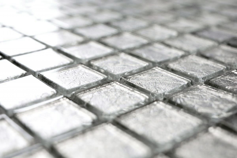 Piastrella di mosaico decorata a mano Mosaico di vetro traslucido Struttura in argento cristallino BAGNO WC Cucina PARETE MOS68-4SB11_m