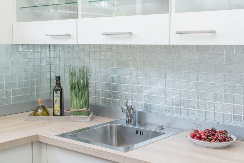 Mosaico di vetro argento mosaico piastrelle backsplash texture BAGNO WC cucina WALL MOS68-4SB21