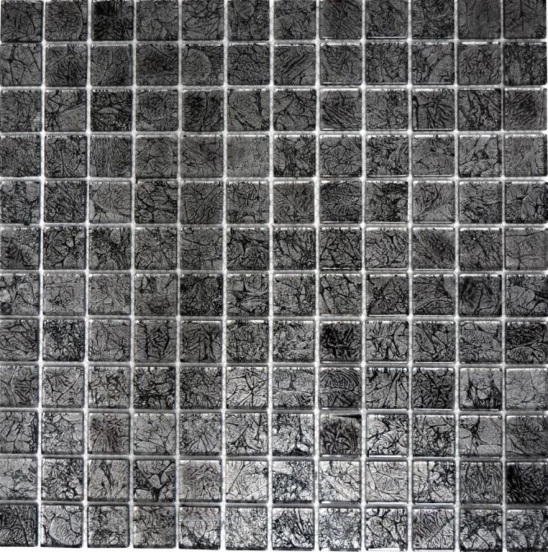 Mosaico dipinto a mano Mosaico in vetro traslucido Struttura in cristallo nero MOS63-CM-4BL12_m