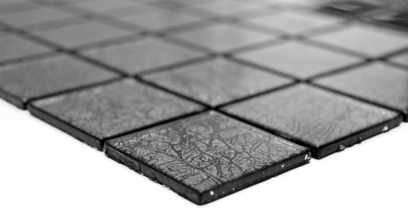 Mosaico dipinto a mano Mosaico in vetro traslucido Struttura in cristallo nero MOS126-CM4BL22_m
