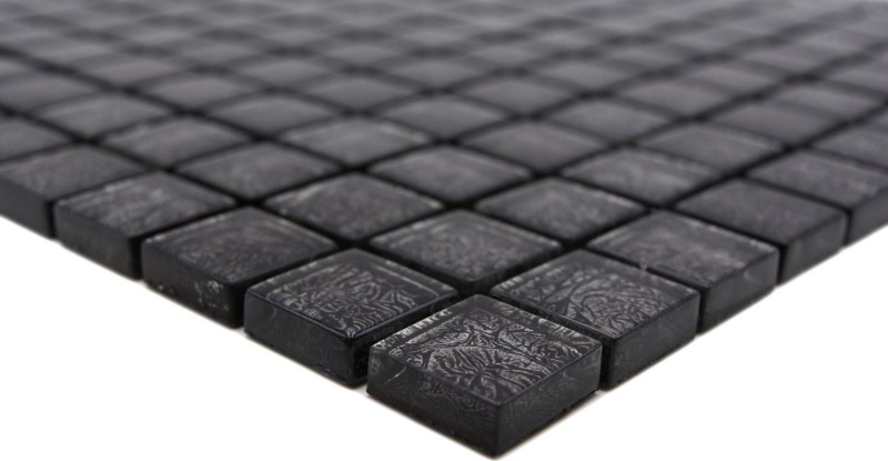 Piastrella di mosaico di vetro argento antracite nero struttura metal look MOS126-8BL17