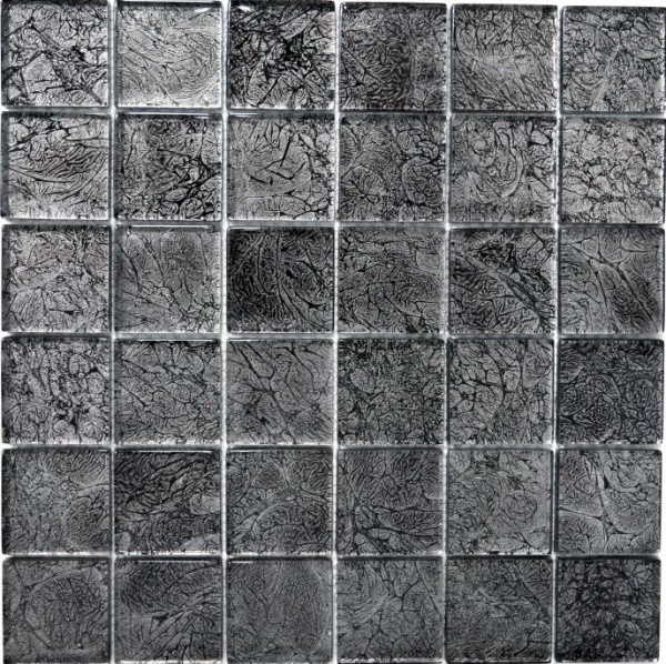 Mosaico dipinto a mano Mosaico in vetro traslucido Struttura in cristallo nero MOS126-8BL27_m
