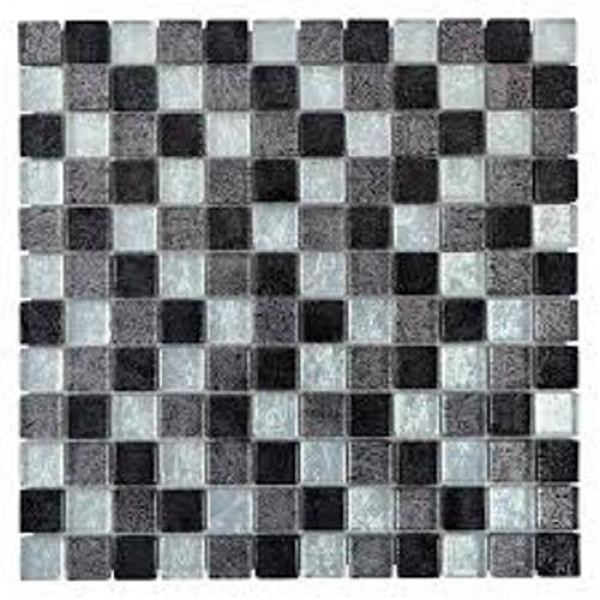 Piastrella di mosaico dipinta a mano Mosaico di vetro nero traslucido Struttura in cristallo argento nero MOS126-1703_m