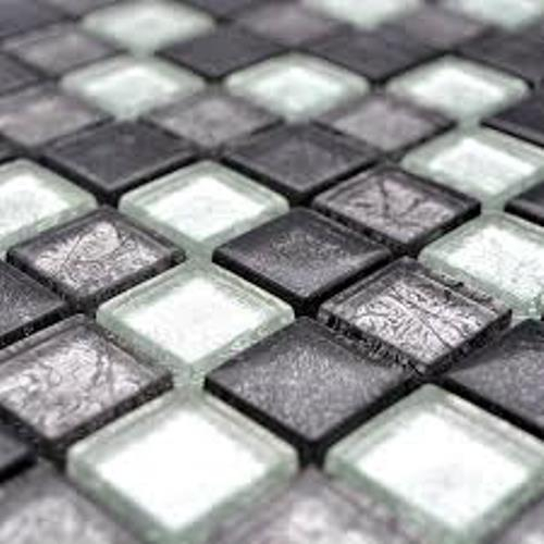 Piastrella di mosaico dipinta a mano Mosaico di vetro nero traslucido Struttura in cristallo argento nero MOS126-1703_m