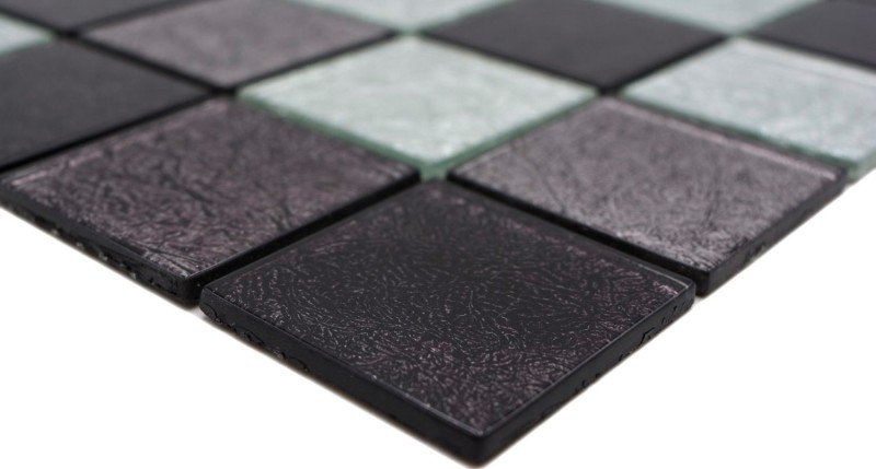 Piastrella di vetro mosaico argento grigio nero struttura aspetto metallo MOS126-1704