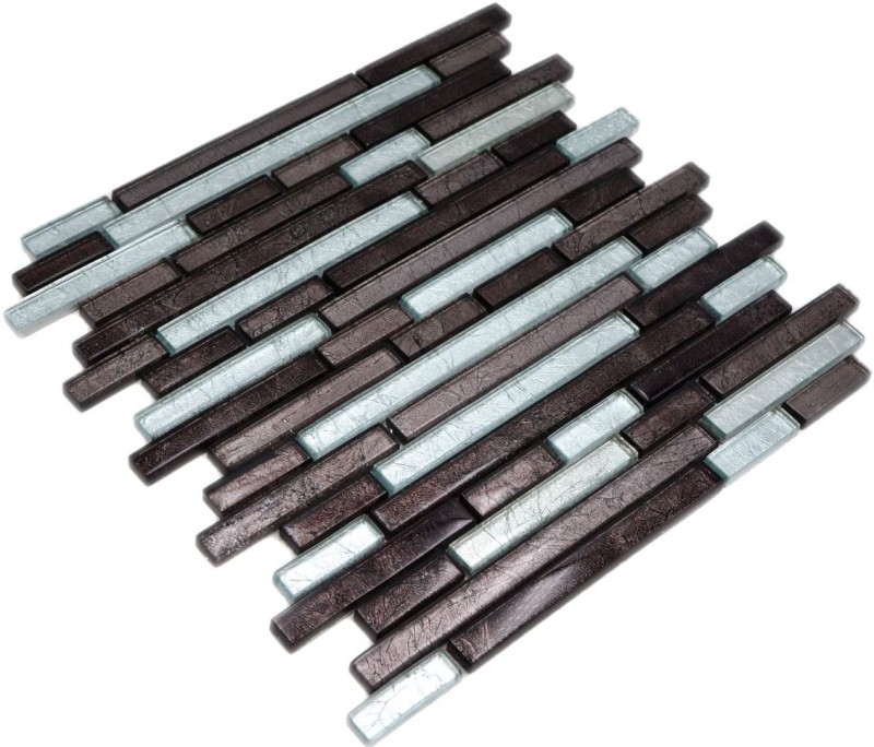 Piastrella di mosaico Mosaico di vetro grigio argento nero struttura aspetto metallo MOS86-1703
