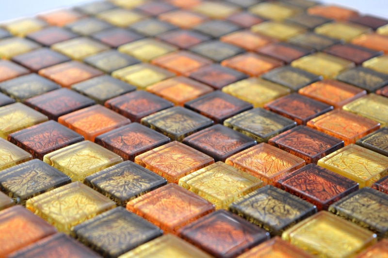 Mosaico di vetro oro arancione tessere texture piastrelle backsplash cucina doccia parete MOS120-7414