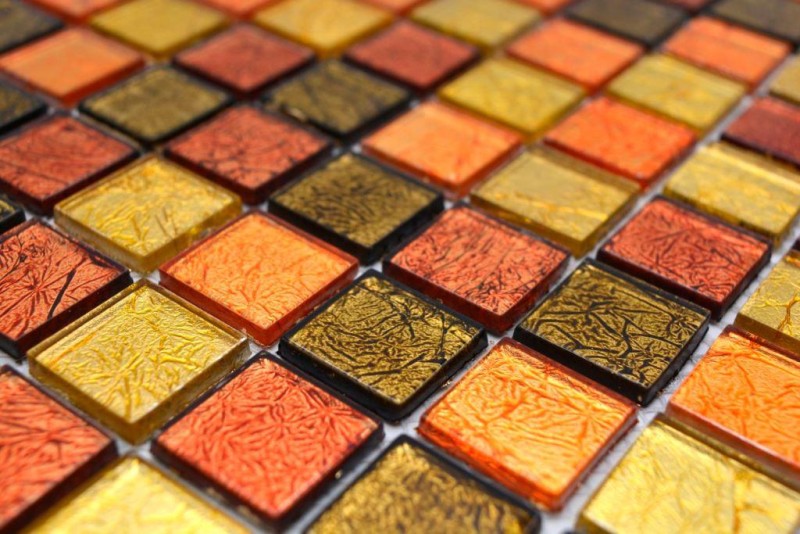 Mosaico di vetro oro arancione tessere texture piastrelle backsplash cucina doccia parete MOS120-7414