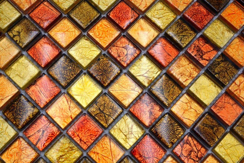 Mosaico di vetro oro arancione tessere texture piastrelle backsplash cucina doccia parete MOS120-07814