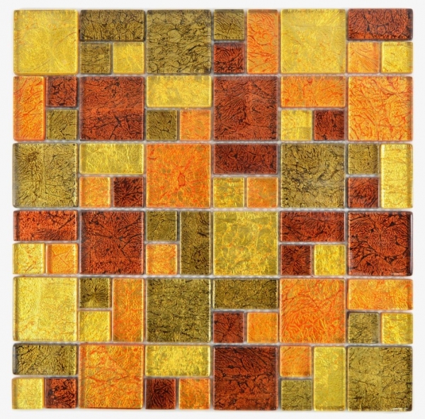 Mosaico di vetro oro combinazione di piastrelle arancione struttura piastrelle backsplash cucina doccia parete MOS88-07814