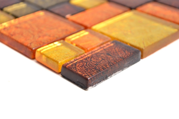 Mosaico di vetro oro combinazione di piastrelle arancione struttura piastrelle backsplash cucina doccia parete MOS88-07814
