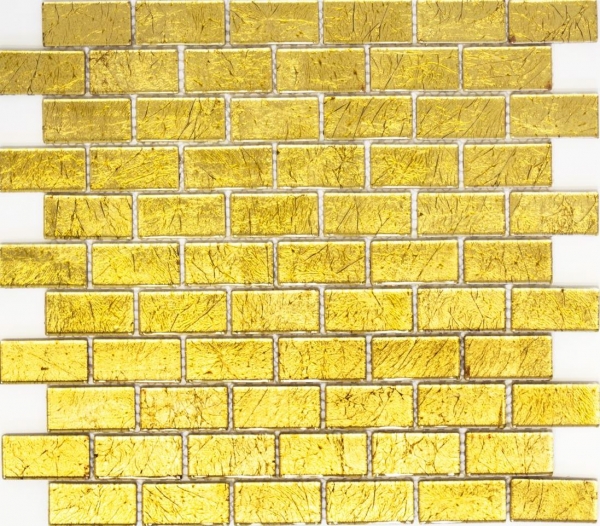 Piastrella di mosaico dipinta a mano Mattone traslucido Mosaico di vetro Struttura in oro cristallo MOS120-0744_m
