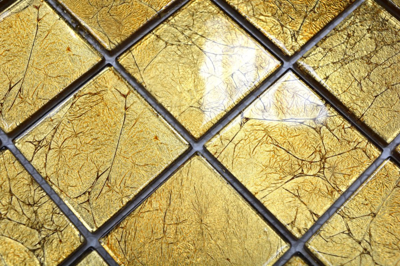 Mosaico dipinto a mano Mosaico in vetro traslucido Struttura in oro cristallo MOS120-0746_m