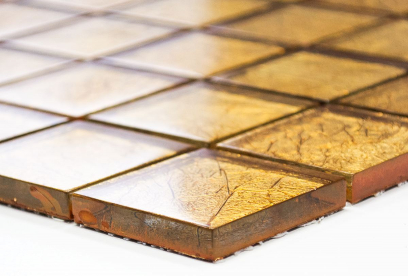 Piastrella di mosaico dipinta a mano Mosaico di vetro traslucido Struttura in oro cristallo MOS120-0786_m