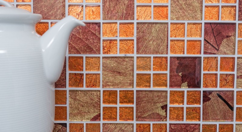 Mosaico di vetro arancione Sunrise piastrelle backsplash cucina doccia muro MOS88-8SRO