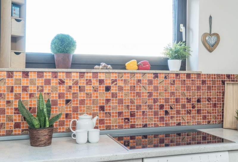 Mosaico di vetro arancione Sunrise piastrelle backsplash cucina doccia muro MOS88-8SRO