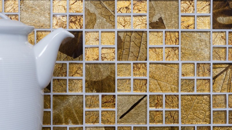 Mosaico di vetro oro piastrelle Desert tile backsplash cucina doccia muro MOS88-8DSG