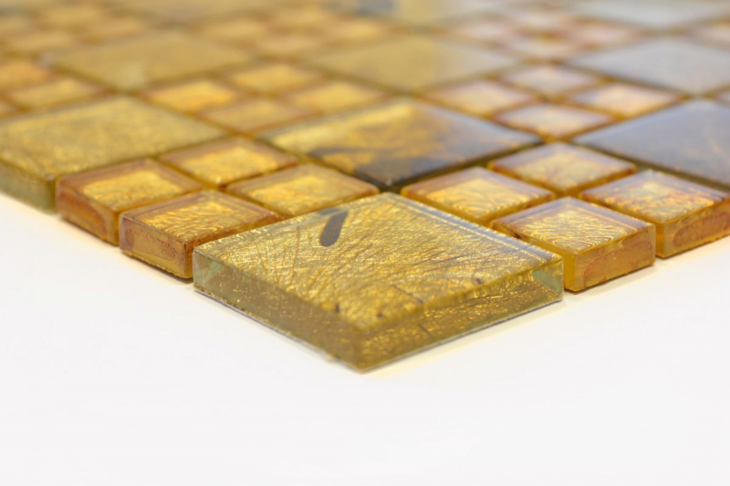 Piastrella di mosaico dipinta a mano Mosaico di vetro traslucido combinato Crystal Desert gold MOS88-8DSG_m