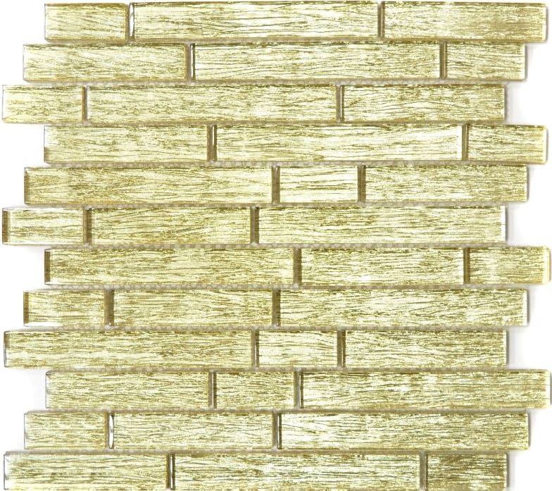 Piastrella di mosaico dipinta a mano Mosaico di vetro composito traslucido Crystal Chic oro MOS86-8CGO_m