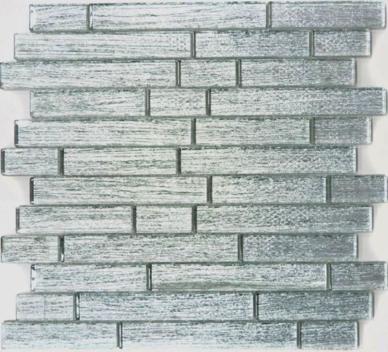 Piastrella di mosaico dipinta a mano Mosaico di vetro composito traslucido Crystal Chic argento MOS86-8CSV_m