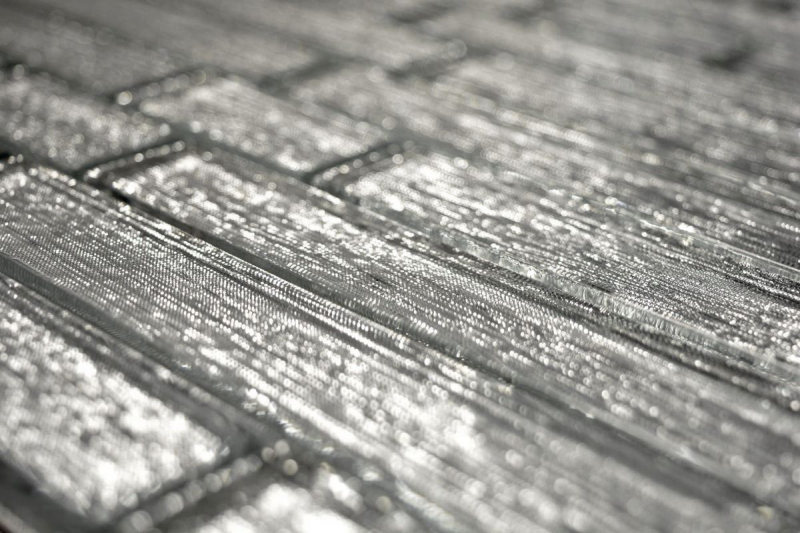 Piastrella di mosaico dipinta a mano Mosaico di vetro composito traslucido Crystal Chic argento MOS86-8CSV_m