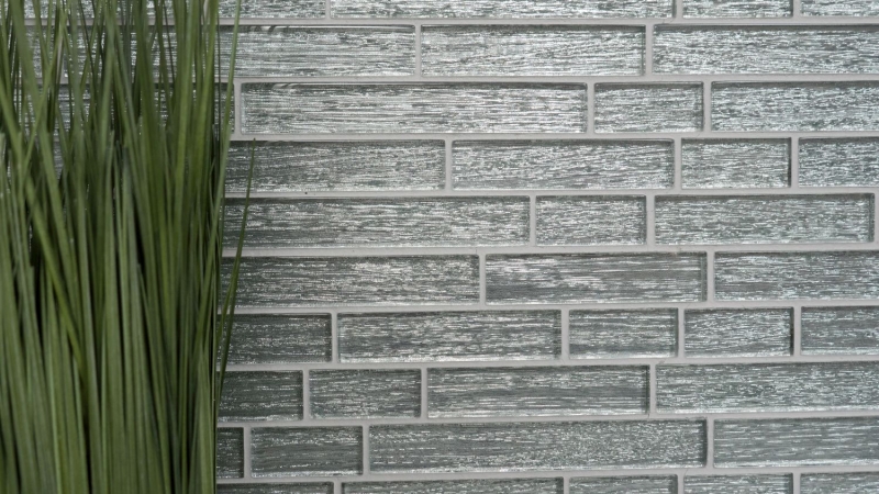 Mosaico di vetro argento Mosaico di piastrelle Backsplash di piastrelle Mosaico di vetro composito aste Chic argento MOS86-8CSV