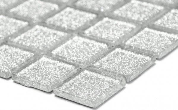 Mosaico dipinto a mano Mosaico in vetro traslucido Cristallo argento martellato MOS60-0207_m