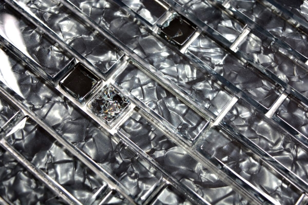 Aste per mosaico di vetro Tessere per mosaico grigio antracite nero MOS87-MV718