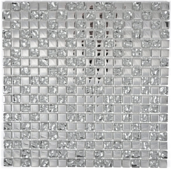 Mosaico dipinto a mano Mosaico in vetro traslucido Crystal EP Vetro argentato BAGNO WC Cucina MOS92-0218_m
