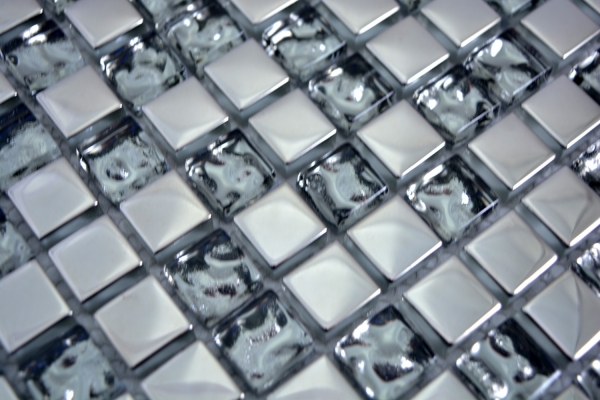 Mosaico dipinto a mano Mosaico in vetro traslucido Crystal EP Vetro argentato BAGNO WC Cucina MOS92-0218_m