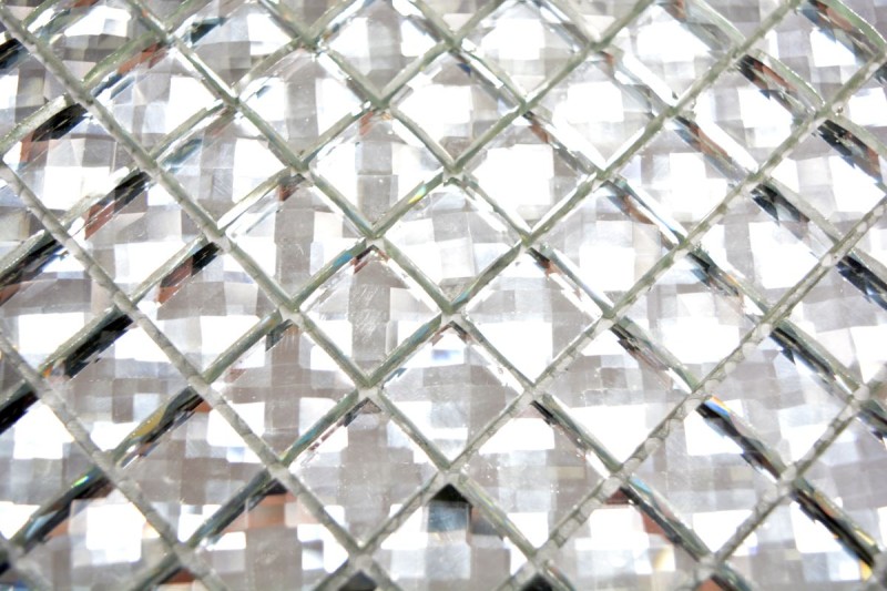 Mosaico di vetro diamante look mosaico piastrelle argento backsplash cucina MOS130-0208