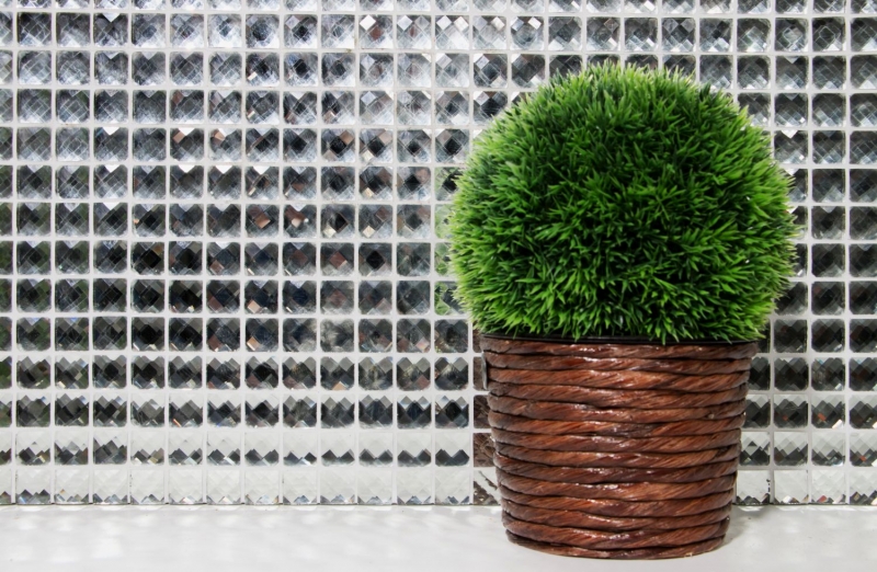 Mosaico di vetro diamante look mosaico piastrelle argento backsplash cucina MOS130-0208