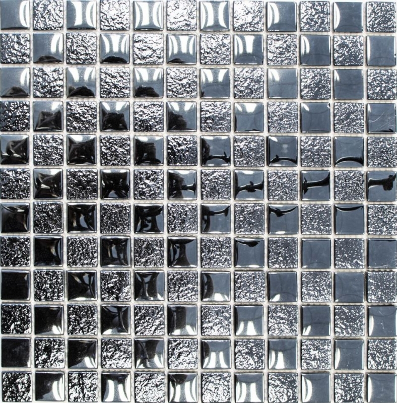 Piastrella di mosaico dipinta a mano Nero traslucido Mosaico di vetro Cristallo lucido nero MOS88-8LU89_m