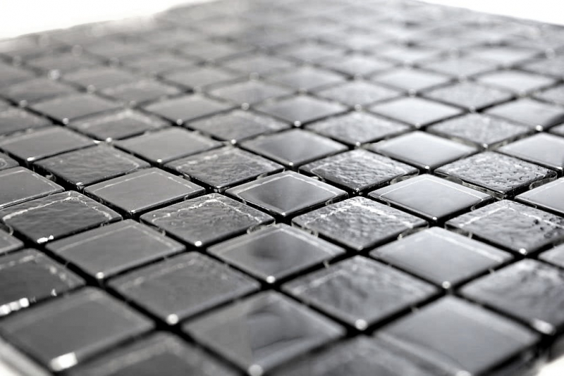 Piastrella di mosaico dipinta a mano Nero traslucido Mosaico di vetro Cristallo lucido nero MOS88-8LU89_m