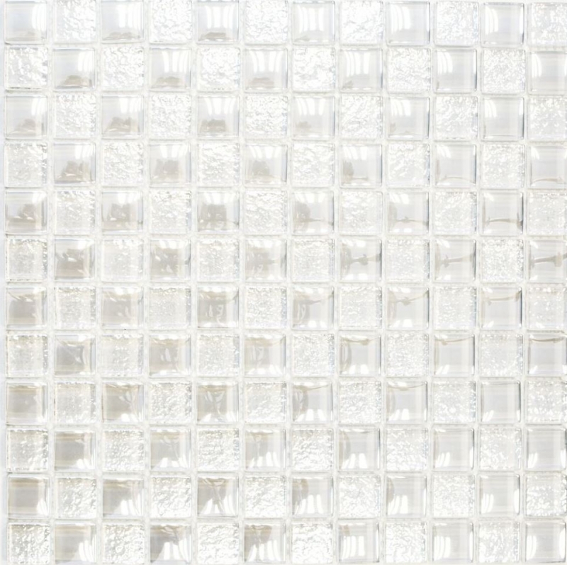 Piastrella di mosaico campione dipinta a mano Rivestimento in piastrelle Bianco traslucido Mosaico di vetro Cristallo bianco MOS88-8LU90_m