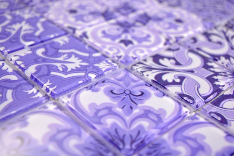 Mosaico di vetro retro vintage tessere di mosaico viola cucina MOS68-Retro-I