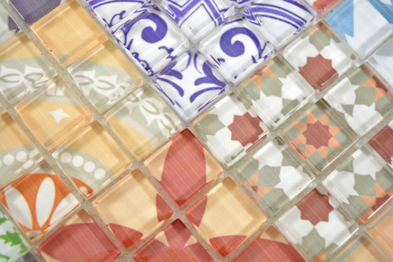 Mosaico vintage retrò con motivi a mano Mosaico di vetro traslucido multicolore Crystal Design MOS88-Retro-31_m