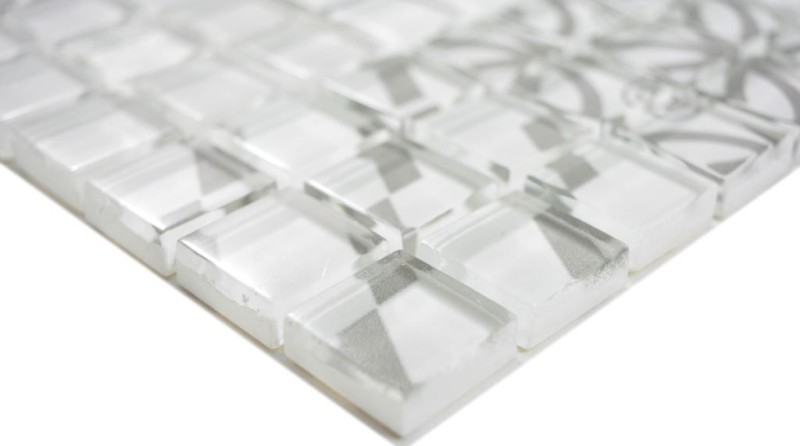 Mosaico di vetro retro vintage tessere di mosaico bianco grigio MOS88-Retro-35