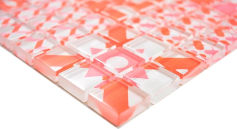 Mosaico in vetro tessere di mosaico retro vintage bianco arancio rosso MOS88-Retro-37