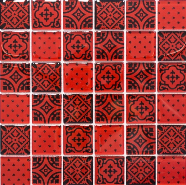 Mosaico di vetro ornamenti retro vintage aspetto piastrella di mosaico rosso MOS78B-0902